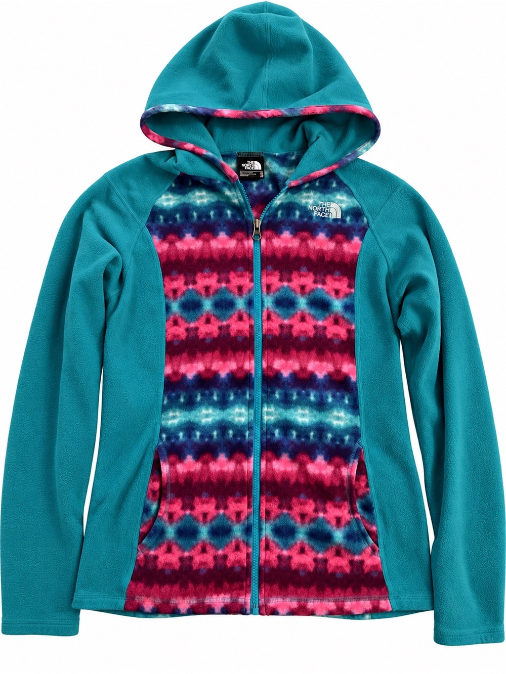 The North Face Teal Hooded Fleece Zip Jacket Size XL (18)